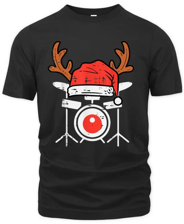 Drums Christmas Music Instrument Band Drummer Rock Xmas T-Shirt
