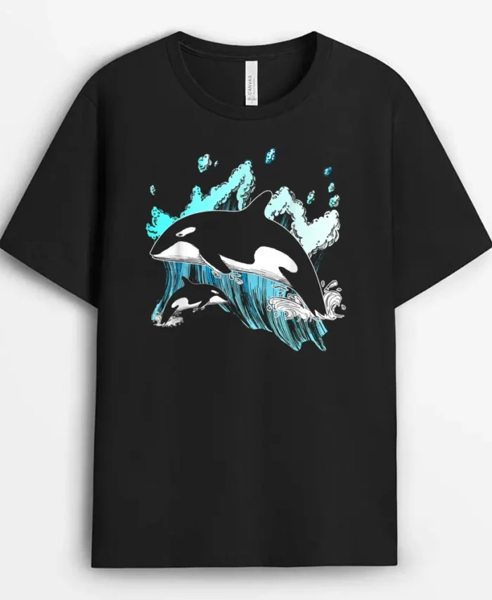 Killer Whale Ocean Lover Gift Idea Men Boys Kids Orca T-Shirt - Black