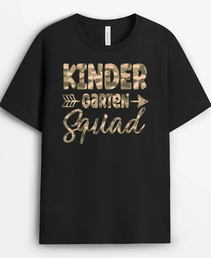 Kindergarten Camo Teacher Welcome Back To School Teacher T-Shirt - Black