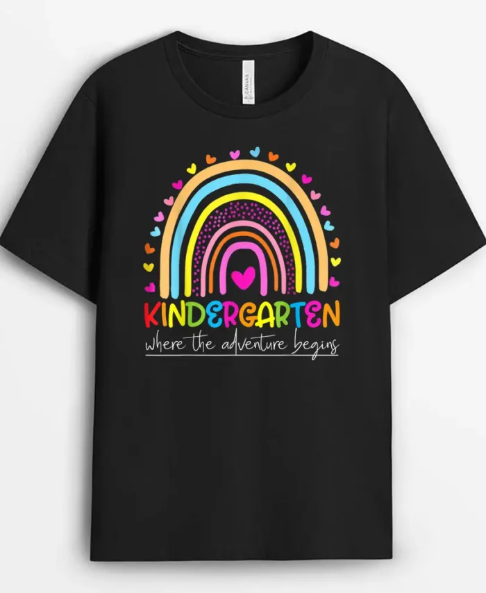 Kindergarten Rainbow Teacher Welcome Back To School Teacher T-Shirt - Black