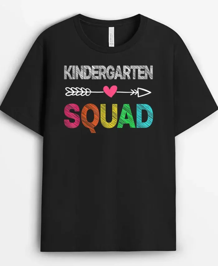 Kindergarten Squad First Day Of School Boys Girls Teacher T-Shirt - Black