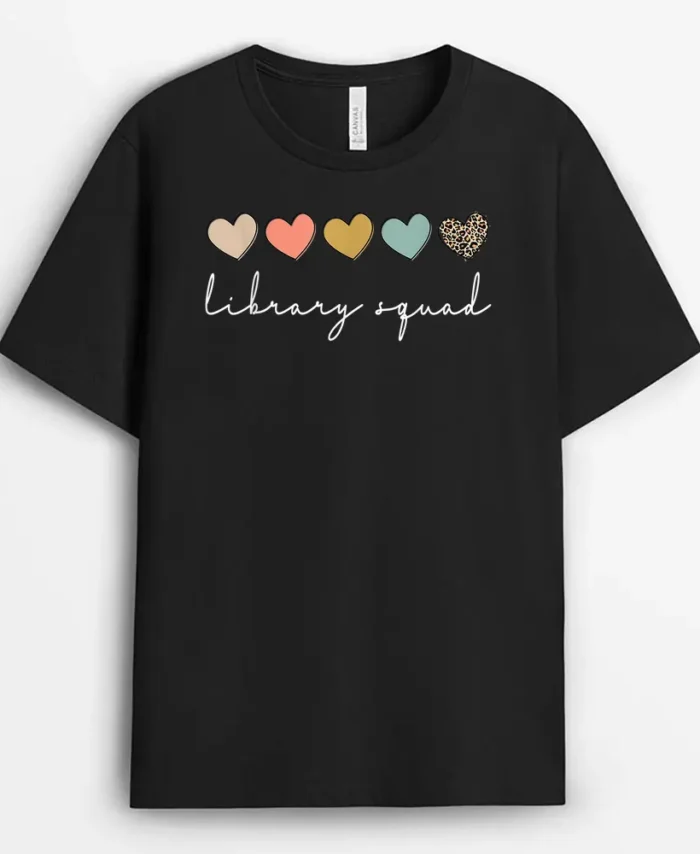 Library Squad Librarian Reading Teacher Student Book Lover T-Shirt - Black