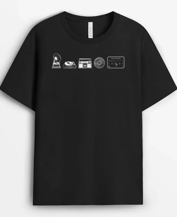 Music Teacher  Cool Music Themed Party  Evolution Of Music T-Shirt - Black