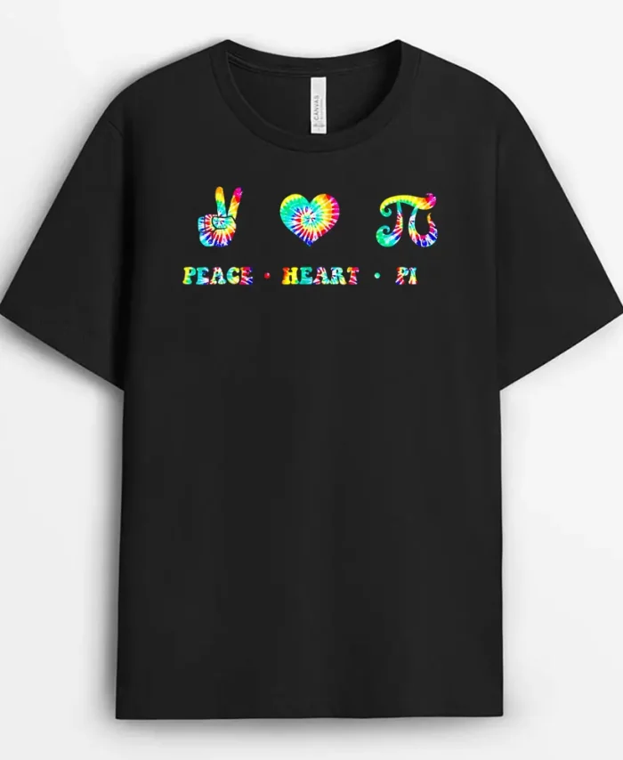 Pi Day Tie Dye Mathematics Peace Heart Pi Math Teacher T-Shirt - Black