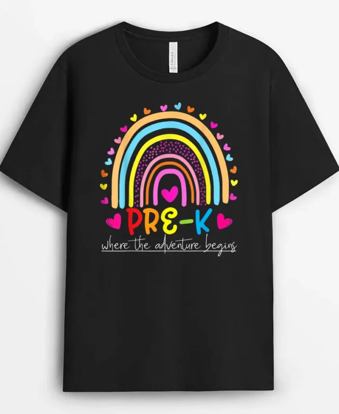Pre-K Rainbow Teacher Team Pre-K Squad Girls Boys T-Shirt - Black