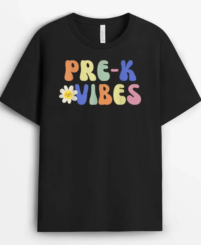 Pre-K Vibes  Student Teacher Vintage Retro T-Shirt - Black