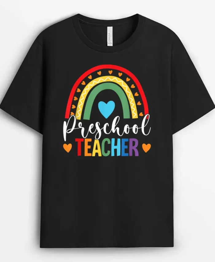 Preschool Rainbow Fun Back To School Preschool Pre-K Teacher T-Shirt - Black