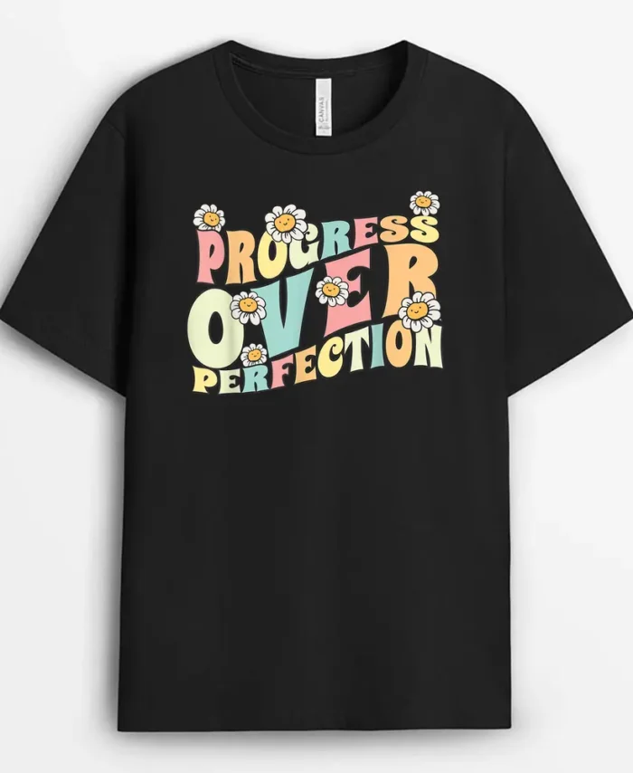 Progress Over Perfection Back To School Teacher And Kids T-Shirt - Black