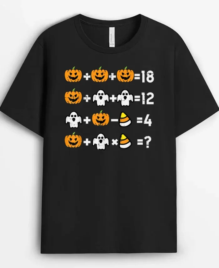 Pumpkin Ghost Equation Math Teacher Halloween Costume T-Shirt - Black