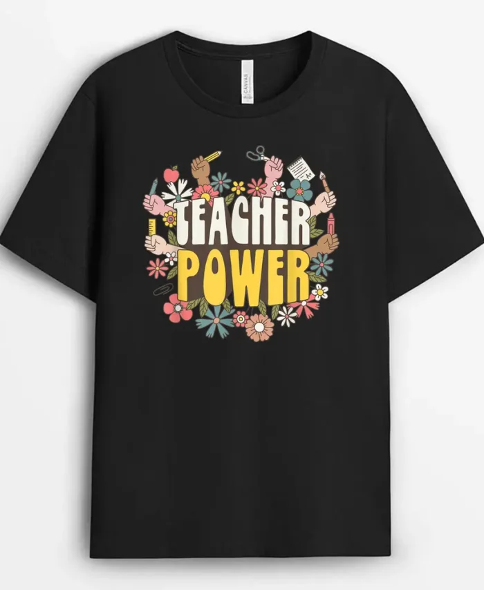 Retro Back To School Teacher T-Shirt - Black