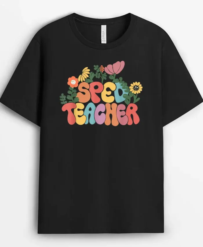 Retro Groovy Sped Teacher Special Education Back To School T-Shirt - Black