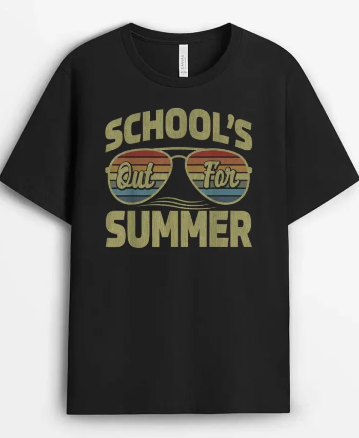 Retro Last Day Of School- Schools Out For Summer Teacher Day T-Shirt - Black