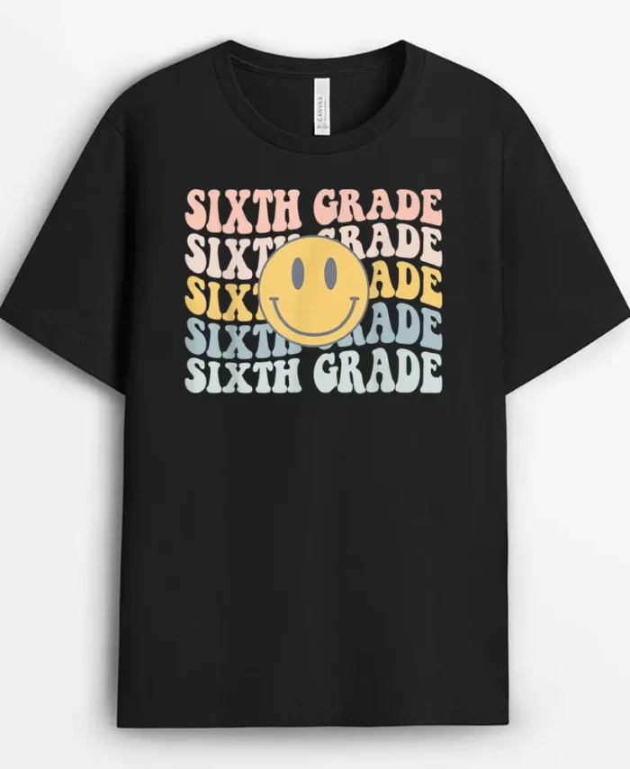 Retro Sixth Grade Teacher Kid First Day Of School 6th Grade T-Shirt - Black