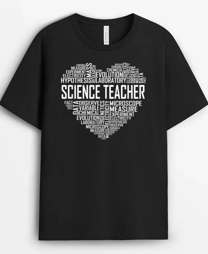 Science Teacher Heart Proud Science Teaching Design T-Shirt - Black
