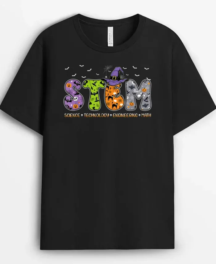 STEM Teacher Boo Crew Funny Halloween Matching Costume T-Shirt - Black