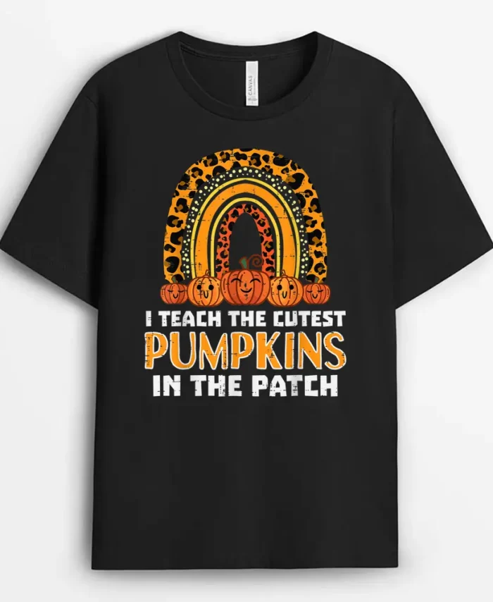 Teach Leopard Rainbow Cute Halloween Costume Teacher T-Shirt - Black