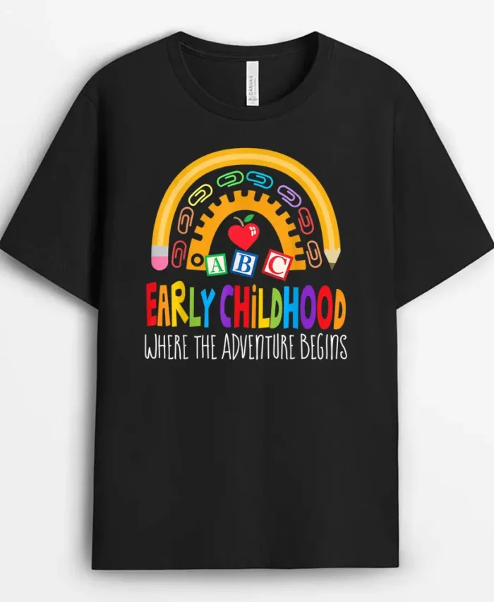 Teacher Early Childhood Education Preschool Head Start Crew T-Shirt - Black