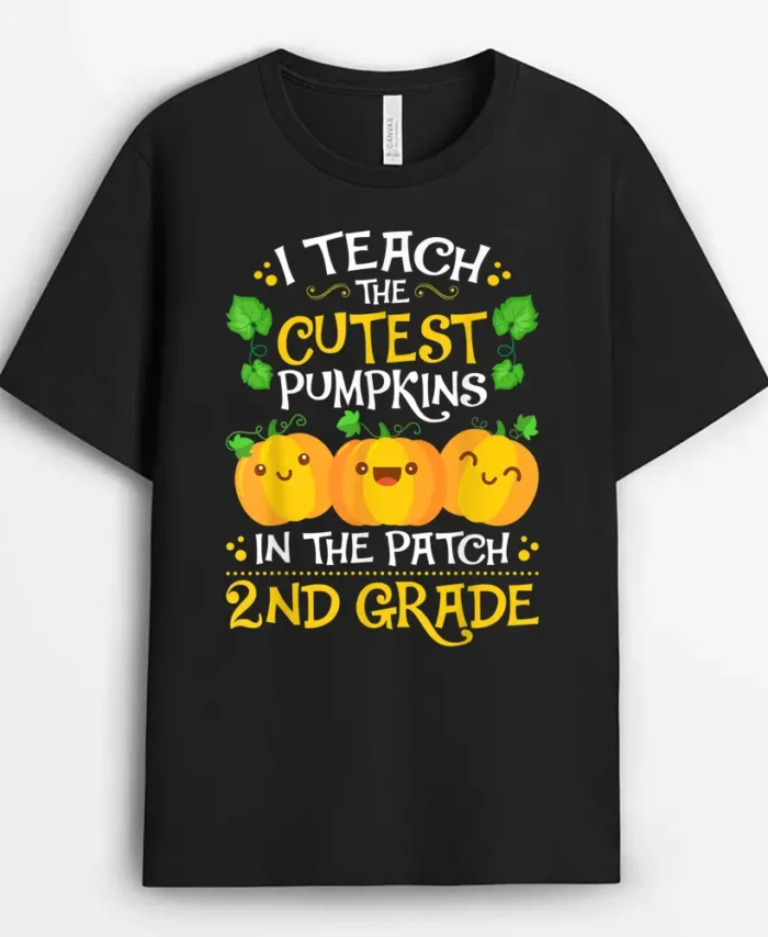 Teacher Halloween 2ND Grade - Second Grade Cutest Pumpkins T-Shirt - Black