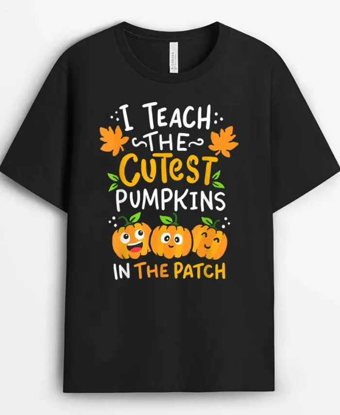 Teacher Halloween Pre K Teacher Kindergarten Cutest Pumpkins T-Shirt - Black