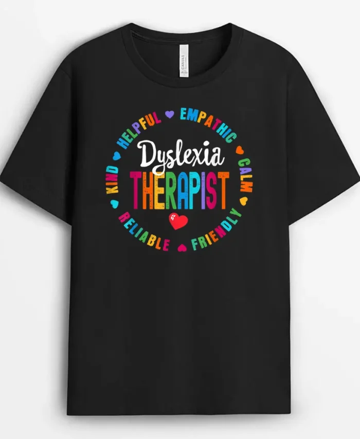 Teacher School Support Squad Reading Dyslexia Therapist T-Shirt - Black