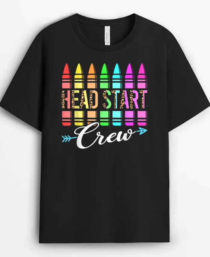 Team Head Start Crew Back To School Crayons Kids Teacher T-Shirt - Black
