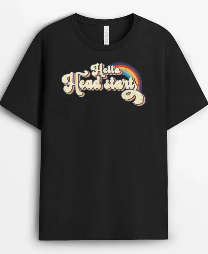 Team Head Start Squad Back To School Rainbow Kids Teacher T-Shirt - Black