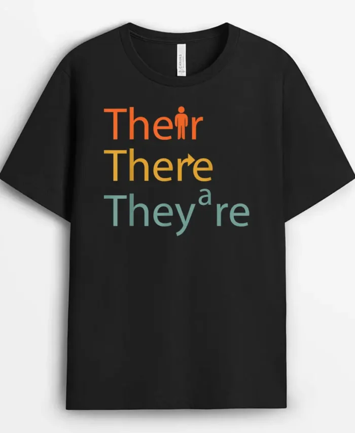 Their There And They're Vintage English Teacher Correct T-Shirt - Black