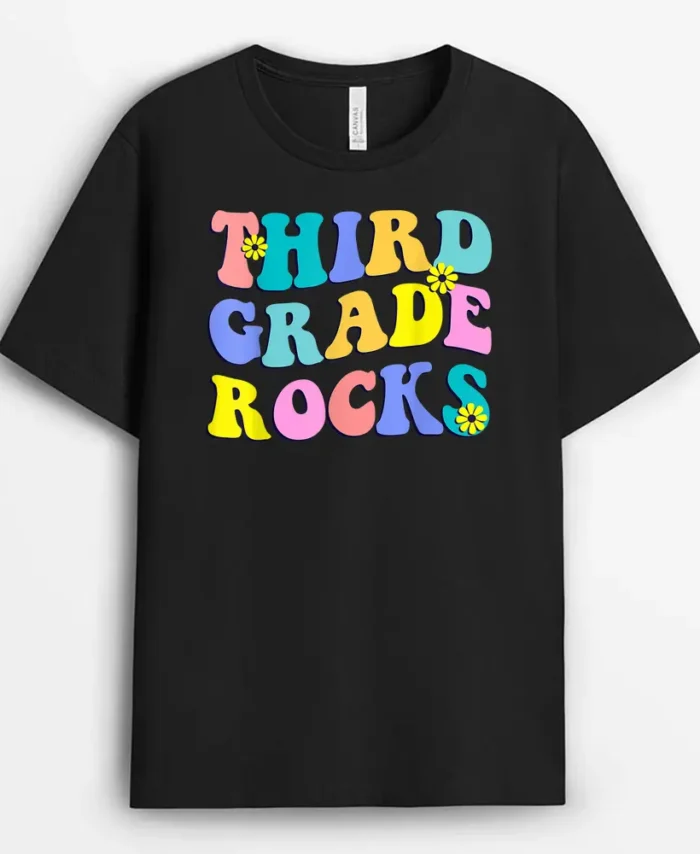 Third Grade Rocks First Day Back To School Teacher Students T-Shirt - Black