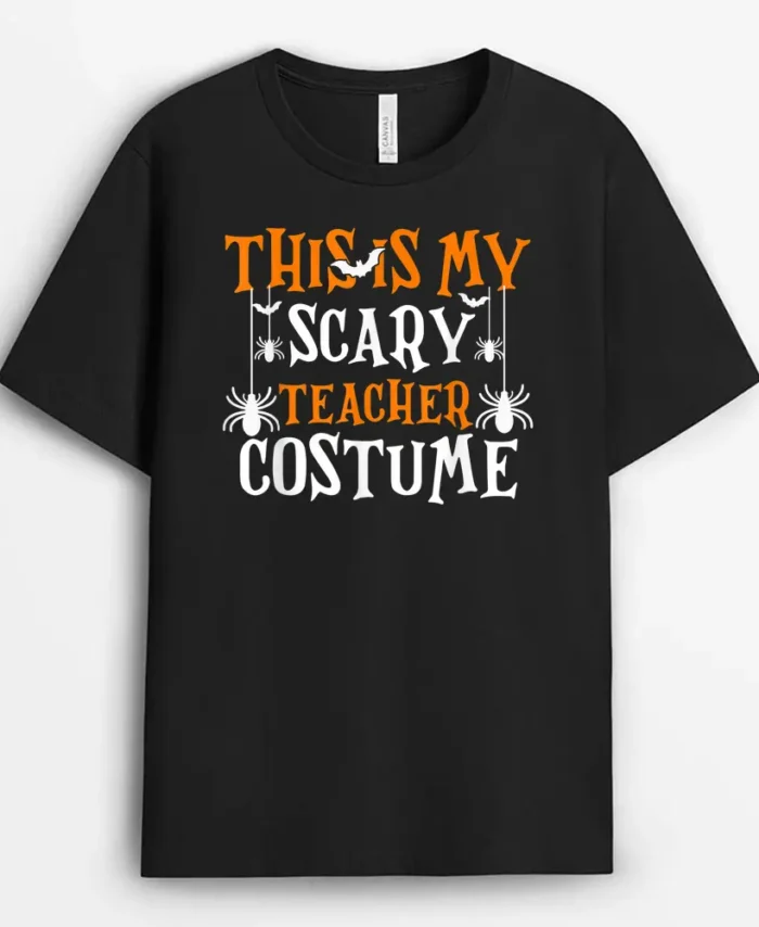 This Is My Scary Teacher Costume  Funny Halloween T-Shirt - Black