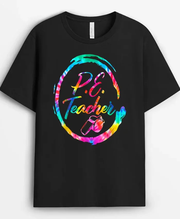 Tie Dye Physical Education Teacher PE Squad Back To School T-Shirt - Black