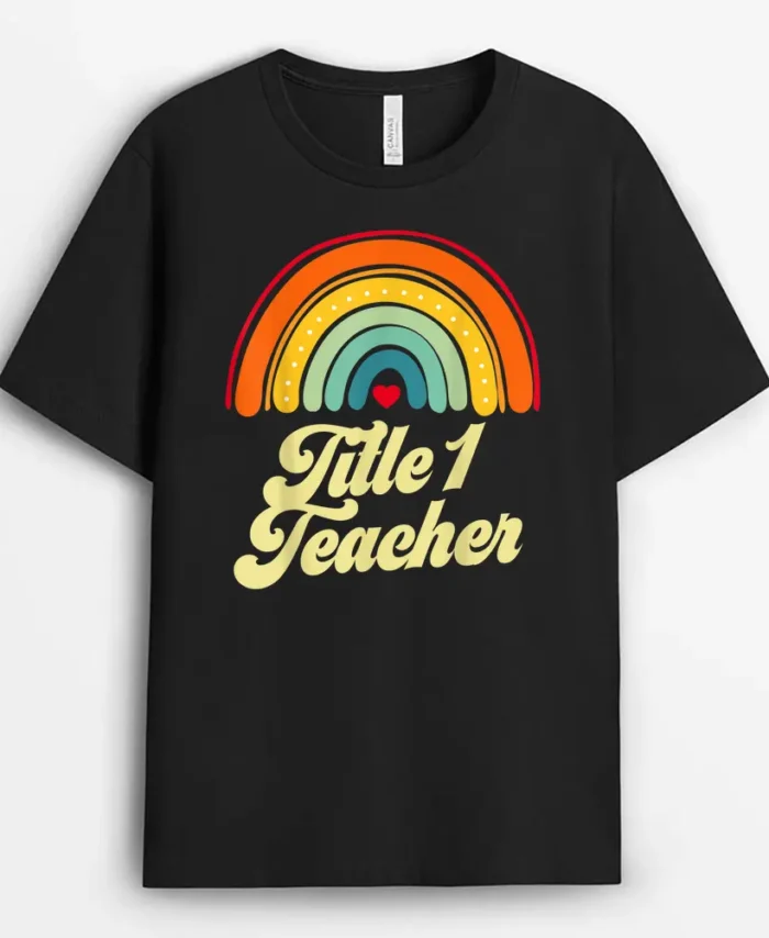 TITLE 1 TEACHER Vintage Retro Funny Job Title Birthday T-Shirt - Black