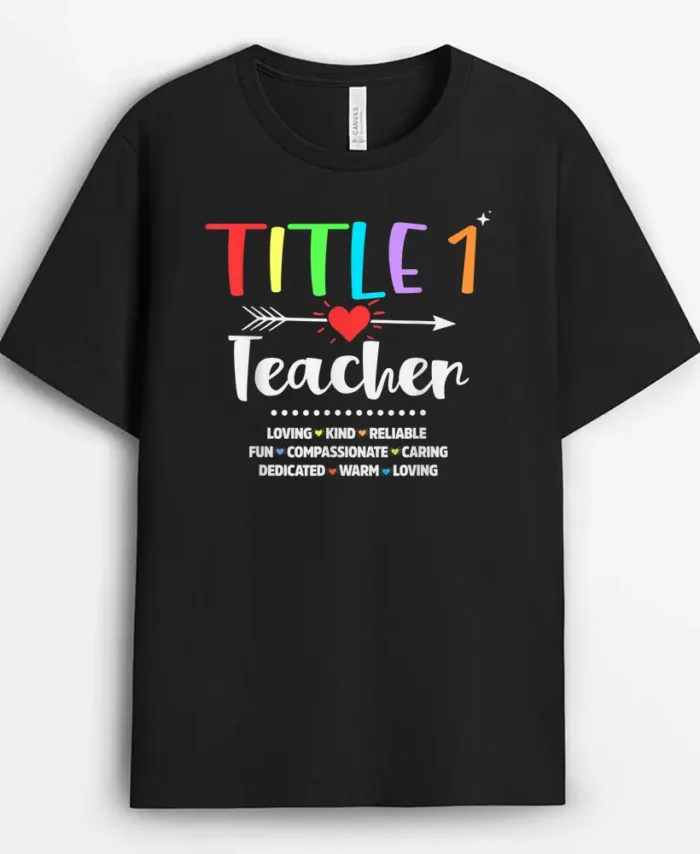 Title One 1 Teacher Cute Back To School T-Shirt - Black