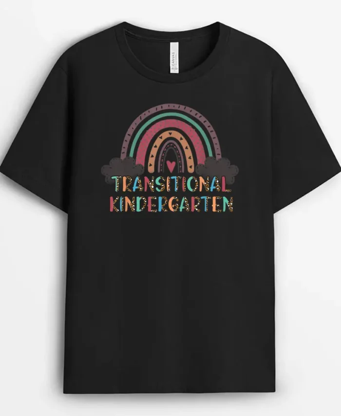 TK Teacher Transitional Kindergarten Back To School Rainbow T-Shirt - Black