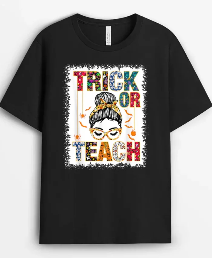 Trick Or Teach Funny Teacher Halloween Costume 2022 T-Shirt - Black