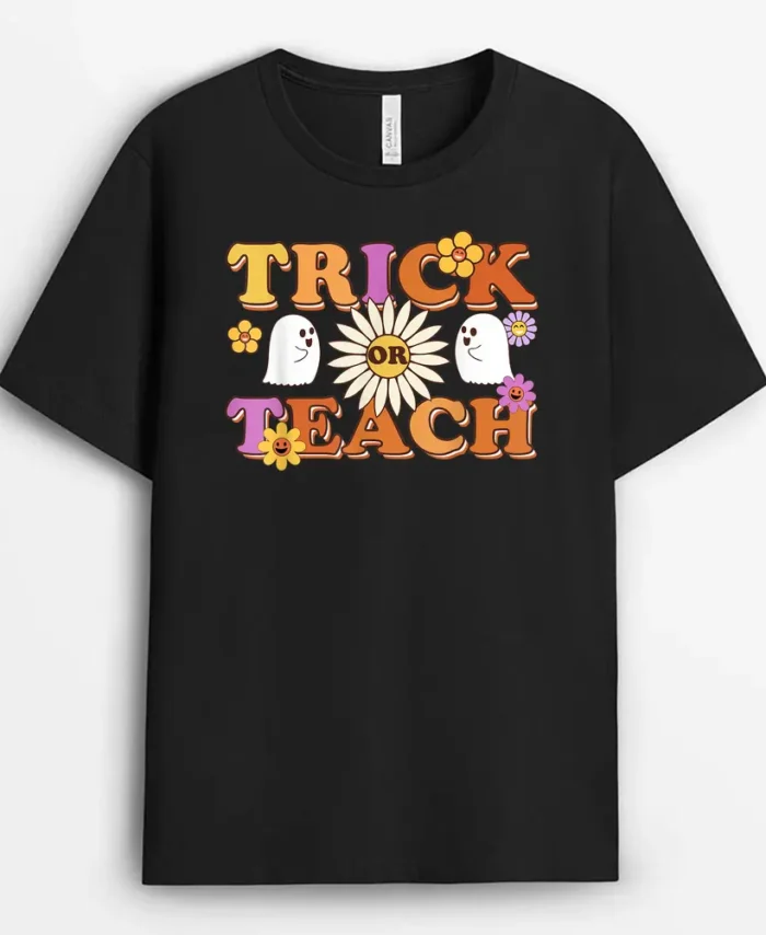 Trick Or Teach Ghost Teacher Halloween Costume Women Men T-Shirt - Black