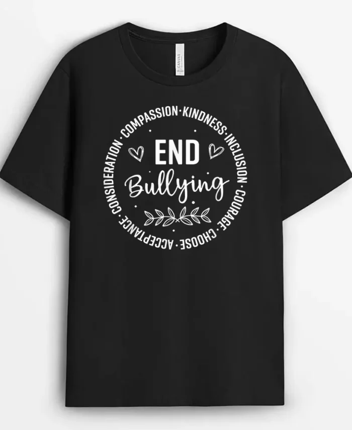 Unity Day Orange Anti Bullying Love Peace Inclusion Teachers T-Shirt - Black
