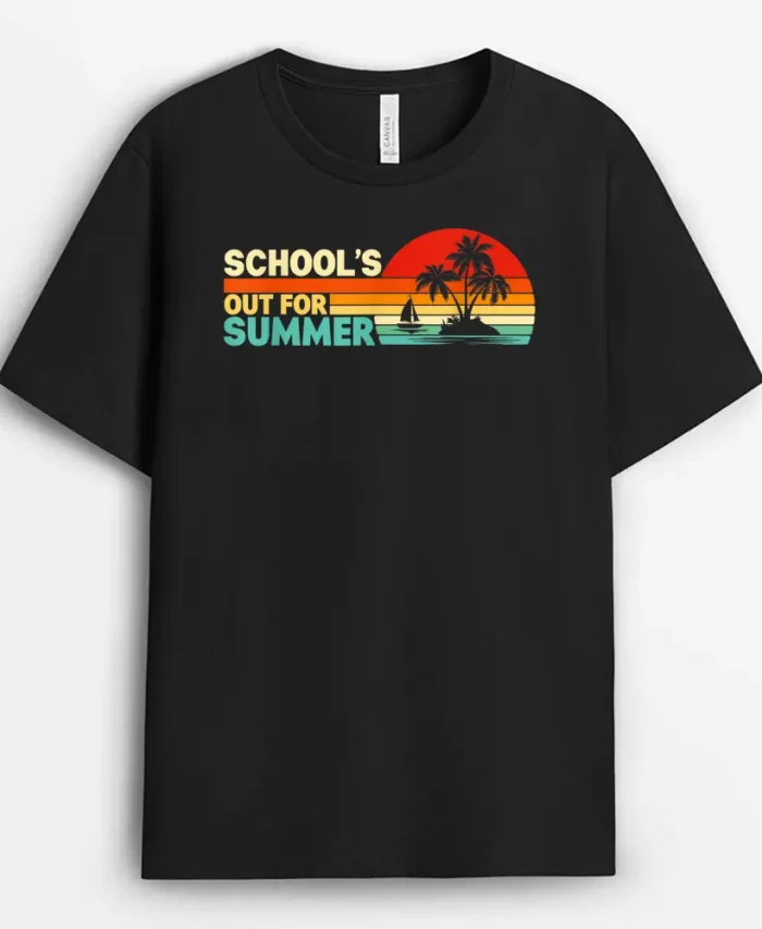 Vintage Last Day Of School Schools Out For Summer Teacher T-Shirt - Black