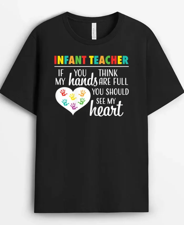 Womens Cute Hands Heart Infant Teacher Appreciation School Women T-Shirt - Black