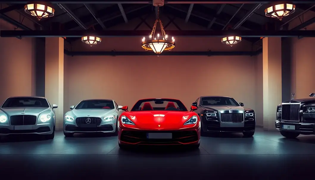An exquisite selection of luxury cars illustrating the diversity in subscription-based ownership.